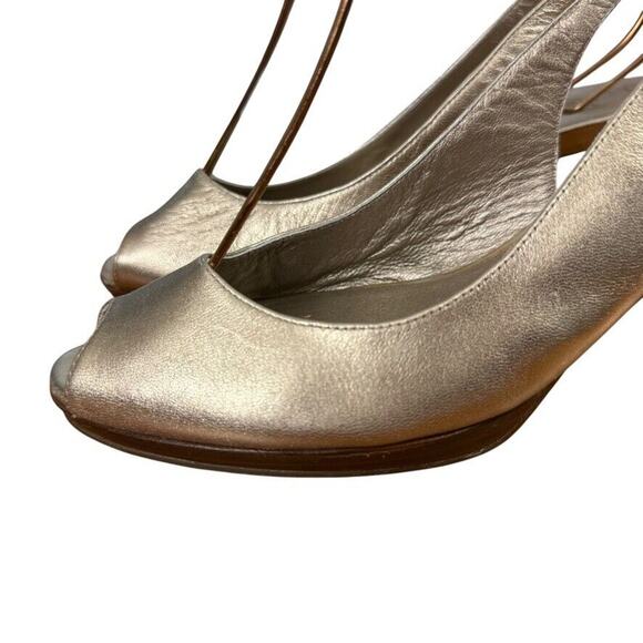 Cole Haan Womens Leather Bronze Metallic Slingback Peep Toe High Heels Shoes 8.5 - Picture 8 of 16